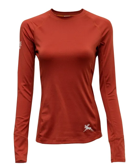 Women’s COOLMAX® All Season Hyper-Performance Base Layer – Vibe Red - Moose Voyage - arcteryx, base layer, baselayer, coolmax, fjallraven, helly hansen, hiking top, mec, merino, patagonia, rei, under armour -| Best Outdoor Apparel Canada - Moose Voyage - www.moosevoyage.ca